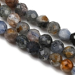天然カヤナイト/シアナイト/ジステンビーズ連売り  ラウンド  多面カット  2.5mm  穴：0.5mm  約182個/連  14.96''（38cm）〜15.35''（39cm）&nbsp;G-D347-A02-2mm