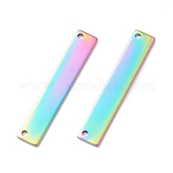 イオンプレーティング（IP）レインボーカラー304ステンレススチールコネクタチャーム  長方形  35x6x1mm  穴：1.5mm&nbsp;STAS-I188-01MC