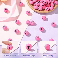 シリコンビーズ1袋  文字でのラウンド  濃いピンク  15mm  穴：2mm  26個/袋&nbsp;SIL-SZ0003-39A