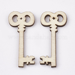 未完成の木製カボション  レーザーカットウッドシェイプ  キー  パパイヤホイップ  40x14~19x3mm&nbsp;WOOD-T011-09