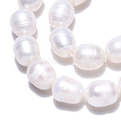 天然養殖淡水パールビーズ連売り  ライス  貝殻色  9~12.5x8.5~9mm  穴：0.7~0.8mm  約17個/連  7.09インチ（18cm）&nbsp;PEAR-N012-08I
