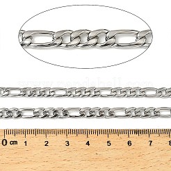 316サージカルステンレススチールフィガロチェーン  溶接されていない  スプールで  ステンレス鋼色  11x5x1.5mmと7.5x5.3x1.5mm&nbsp;CHS-H114-09B-P