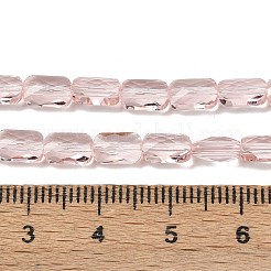 透明ガラスビーズ連売り  長方形  多面カット  パールピンク  7x4.5x3.5mm  穴：0.9mm  約79~80個/連  21.65''~22.24''（55~56.5センチメートル）&nbsp;GLAA-Z018-C22