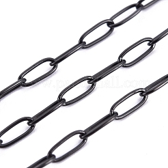 304ステンレススチールペーパークリップチェーン  ハンダ付け  スプールで  電気泳動黒  4.8x2.5x0.5mm  約32.8フィート（10m）/ロール&nbsp;CHS-F010-01B-B-01