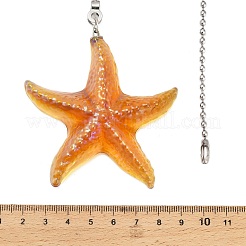 ガラスチャーム天井ファンプルチェーンエクステンダー  鉄球チェーンを有する  プラチナ  ヒトデ  585mm&nbsp;HJEW-H064-01C-P