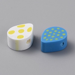 漫画の手作りポリマー粘土ビーズ  イースターエッグ  ミックスカラー  10~10.5x8~8.5x5~5.5mm  穴：2mm  約100個/袋&nbsp;CLAY-WH0011-05
