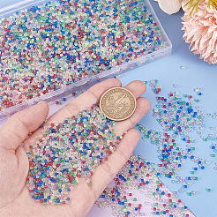 暗闇で光る9000色の光るガラスビーズ9個  穴がない  ラウンド  ミックスカラー  0.6~3mm  1000個/カラー&nbsp;GLAA-PH0003-23
