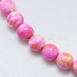 合成オーシャンホワイトジェイドビーズ連売り  染め  ラウンド  濃いピンク  8mm  穴：1mm  約48~52個/連  15.35インチ&nbsp;G-L019-8mm-02