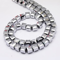 多面カットキューブ形のクリスタルガラスビーズ連売り  プラチナメッキ  10x10x10mm  穴：1mm  約79個/連  30.7インチ&nbsp;EGLA-F016-C01