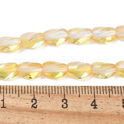 電気メッキガラスビーズセット  フル虹メッキ  多面カット  ツイスト  ゴールド  8~8.5x5.5~6x5.5mm  穴：1mm  約49個/連  15.94インチ（40.5cm）&nbsp;EGLA-L045-C-FR02