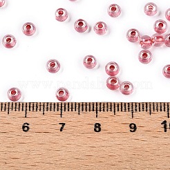 透明な内側の色のガラスシードラウンドビーズ6/0個  丸い穴  インディアンレッド  4x3mm  穴：1.2mm  100個/ 10g&nbsp;X1-SEED-N006-004L