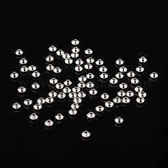シルバーカラーメッキ真鍮双円錐形スペーサービーズ  ニッケルフリー  直径約4mm  穴：1mm&nbsp;X-KK-EC008-S-NF