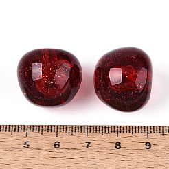 透明なアクリルビーズ  グリッターパウダー付き  片穴  チェリー  暗赤色  19x21~22mm  穴：3.8mm&nbsp;OACR-N146-10