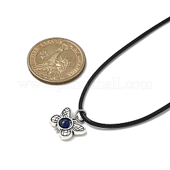 合金と天然ラピスラズリのペンダント、ワックスコードネックレス  蝶  18.07インチ（45.9cm）  蝶：12x15.5mm&nbsp;NJEW-JN05438-01