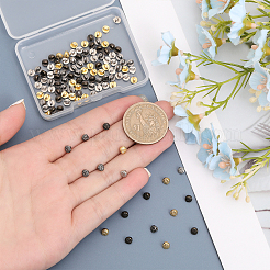 120色のミニ合金シャンクボタン4個  1穴  フラットラウンド  diyの人形の服  ミックスカラー  4x4mm  穴：1.4mm  30個/カラー&nbsp;FIND-CA0007-48