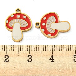 316サージカルステンレスペンダント  エナメル  きのこチャーム  ゴールドカラー  フローラルホワイト  16x12x1.5mm  穴：1.3mm&nbsp;STAS-G325-29G