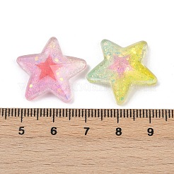 透明な星の樹脂カボション  スパンコール入り  ツートン  ミックスカラー  21.5x22.5x8mm&nbsp;RESI-R465-08