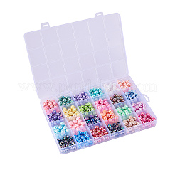 600 個 24 色不透明アクリルビーズ  ABカラーメッキ  ラウンド  ミックスカラー  8x7mm  穴：2mm  25個/カラー&nbsp;MACR-CJ0001-16