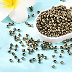 アイアン製スペーサービーズ  ラウンド  アンティークブロンズ  直径3mm  厚さ3mm  穴：1.2mm&nbsp;IFIN-E006-AB