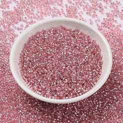 シリンダーシードビーズ  銀並ぶ  丸い穴  均一サイズ  パールピンク  2x1.5mm  穴：0.8mm  約888個/10g&nbsp;X-SEED-H001-G01