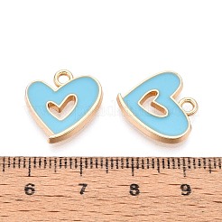 合金エナメルチャーム  ハートチャーム  ゴールドカラー  空色  16x15x2mm  穴：1.8~2mm&nbsp;LS-PALLOY-T092-27G-05