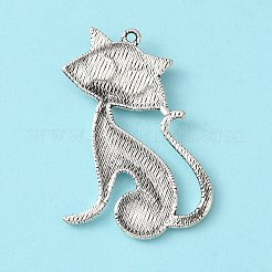 チベット風合金子猫ペンダント  猫の形  カドミウムフリー＆ニッケルフリー＆鉛フリー  アンティークシルバー  46x30x5mm  穴：2mm&nbsp;X-TIBEP-22758-AS-NR