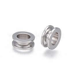変色しにくい201ステンレススチールのスジ入りビーズ  コラム  ステンレス鋼色  10x4.2mm  穴：5.7mm&nbsp;STAS-P236-07P