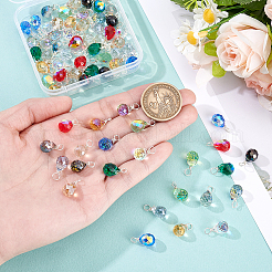 72個12スタイルガラスペンダント  ティアドロップ  銅線と  多面カット  ミックスカラー  15~18mm  穴：2.5~3.5mm  6個/スタイル&nbsp;PALLOY-GA00047