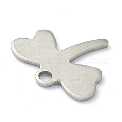 変色しない304ステンレススチールペンダント  トンボ  ステンレス鋼色  15x17x1mm  穴：1.8mm&nbsp;STAS-B006-09P