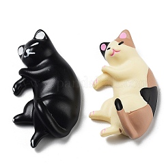 オペーク樹脂カボション  かわいいねこ  ミックスカラー  46~49x26~28x11~12mm&nbsp;X-RESI-H155-14