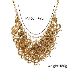 女性用の誇張された合金の多層スネークビブネックレス  アンティーク黄金  17.72インチ（45cm）&nbsp;FS-WGEB7D7-01