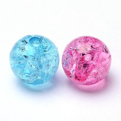 クリアクラックアクリルビーズ  ラウンド  ミックスカラー  10mm  穴：2mm  約938個/500g&nbsp;CACR-R008-10mm-M