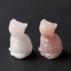 天然ローズクォーツ彫刻ディスプレイ装飾  ホームオフィスデスク用  猫  19~21x21~24x31~32mm&nbsp;G-F719-40H