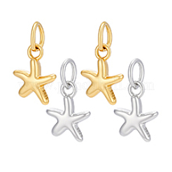 4個 2色 925スターリングシルバースターチャーム  丸カン付き  プラチナ·ゴールデン  9x6.5x2.3mm  穴：3mm  2個/カラー&nbsp;STER-PH0004-90