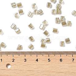 ガラスシードビーズ  透明な光沢のあるガラス  角穴  正方形  ダークカーキ  4x4x4mm  穴：1.2mm  222個/ 20g&nbsp;X1-SEED-H002-F-1138