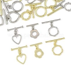 20種類のスタイルの合金トグル留め具12個  カドミウムフリー＆鉛フリー  ラックめっき  混合図形  ミックスカラー  ハート：ハート：14.5x11.5x1.5mm  穴：1.8mm  バー：6x18.5x3mm  穴：1.8mm&nbsp;FIND-FS0004-53