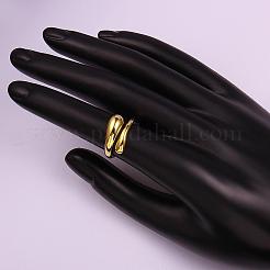 18KGP本金メッキ調整可能な真鍮の指輪女性用  サイズ7  17.3mm&nbsp;RJEW-BB07574-A