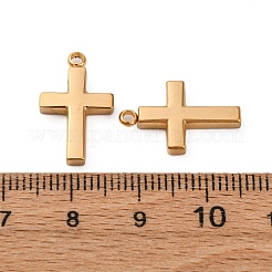304ステンレスペンダント  クロスチャーム  PVD真空メッキ  長持ちメッキ  ゴールドカラー  18.5x11x2.5mm  穴：1.6mm&nbsp;STAS-C129-01G