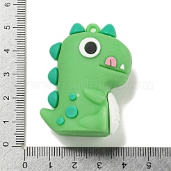PVC 3D プラスチックペンダント  キーホルダーバッグ吊り下げ飾り  恐竜  グリーン  46x35x18mm  穴：2mm&nbsp;PVC-L002-02B-01