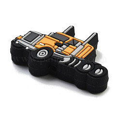 シリコーン焦点ビーズ  DIYネックレスの製作  車  ゴールド  25x36x7mm  穴：2.5mm&nbsp;SIL-P009-A04