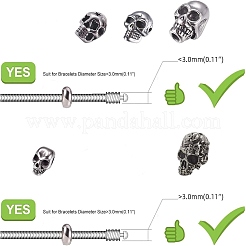 304ステンレススチールビーズ  スカル  アンティークシルバー  14~20x9~13x8.5~13mm  穴：1.5~6mm  10個/箱&nbsp;STAS-UN0008-34AS
