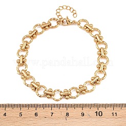 女性用304ステンレススチールリンクチェーンブレスレット  リング  イオンプレーティング（ip）  ゴールドカラー  6-7/8インチ（17.6cm）  29mmエクステンダー&nbsp;BJEW-H207-01C-G