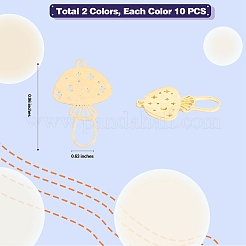 20個2色304ステンレスペンダント  星と月のチャーム付きキノコ  ゴールデン·ステンレス鋼色  24.5x16x1mm  穴：1.5mm  10個/カラー&nbsp;STAS-SZ0003-13