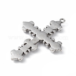 合金ペンダント  カドミウムフリー＆鉛フリー  クロスチャーム  アンティークシルバー  56.5x40.5x4mm  穴：2mm&nbsp;PALLOY-M206-02AS