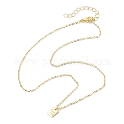 真鍮製ペンダントネックレス  女性用アズキチェーン  長方形  ゴールドカラー  16.46インチ（418mm）&nbsp;NJEW-JN04797