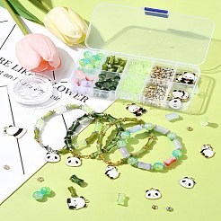 DIY 竹とパンダのアクリルと合金のエナメルブレスレット ジュエリー作りキット  ミックスカラー  5.5~22.5x0.8~16.5x0.8~10mm  穴：1.4~2mm&nbsp;DIY-FS0007-48
