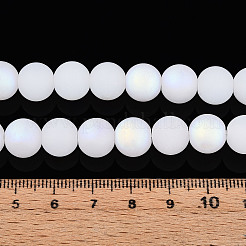 つや消し模造ヒスイガラスビーズ連売り  ラウンド  半分メッキ  ABカラー  雪  9.5~10mm  穴：1.2mm  約39~41個/連  14.57~15.75''（37~40センチメートル）&nbsp;GLAA-T032-J10mm-MBB01