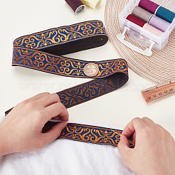 ヴィンテージジャカードポリエステルリボン  刺繍入りの織りリボン  藤紫色  1-1/4インチ（33mm）&nbsp;OCOR-WH0111-92B