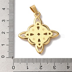 PVD真空メッキ304ステンレスペンダント  長持ちメッキ  魔女の結び目チャーム  ゴールドカラー  35x31x3mm  穴：7x3mm&nbsp;STAS-L081-033G