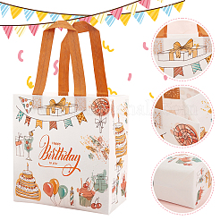 誕生日不織布包装ギフトトートバッグ  長方形  ホワイト  44cm  展開：22x21.5x11cm&nbsp;ABAG-WH20005-15B-05